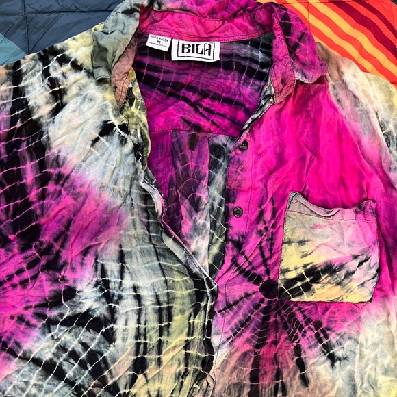 Rayon tie dye button down shirt - Picture 2 of 4
